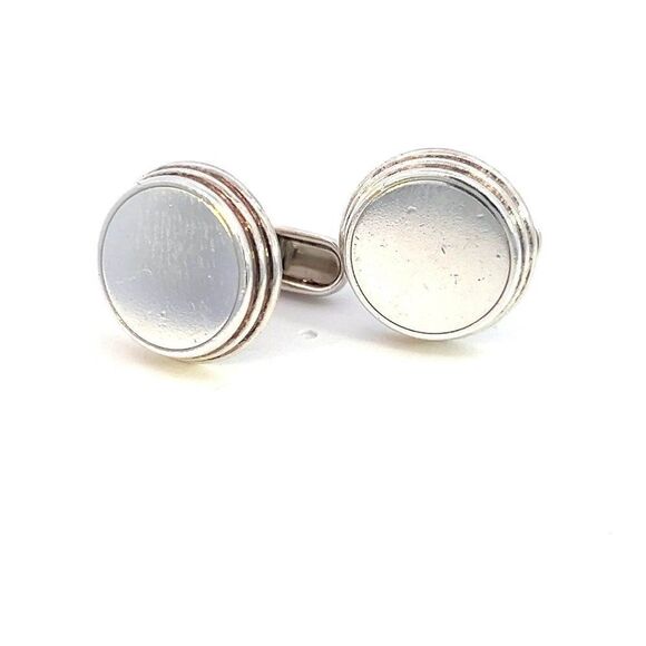 Bulgari Bvlgari Estate Mens Cufflinks Sterling Silver B8 - Picture 1 of 8